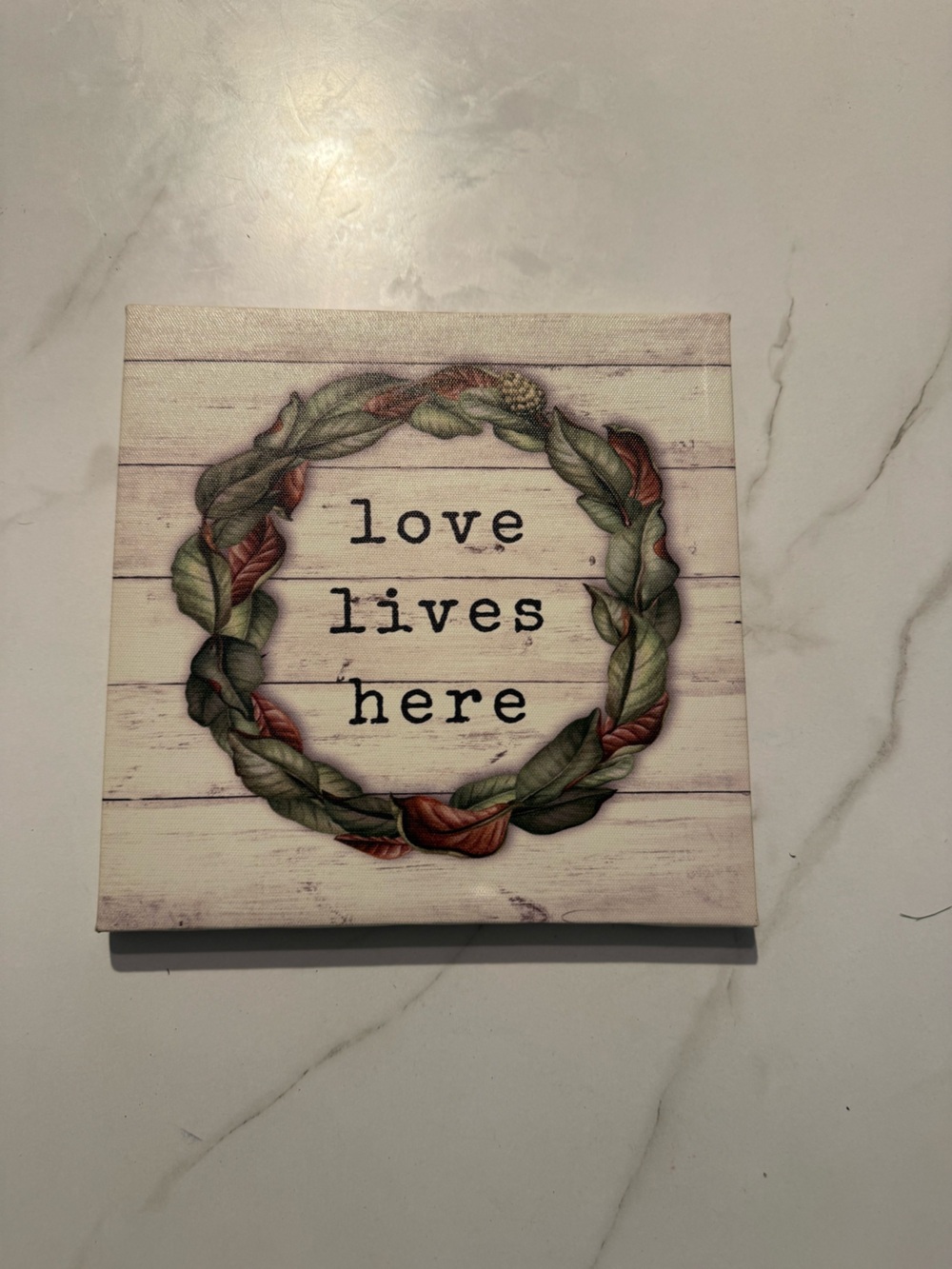 Love Lives Here Wreath Wall Art - Green & Brown